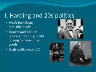 I. Harding and 20s politics