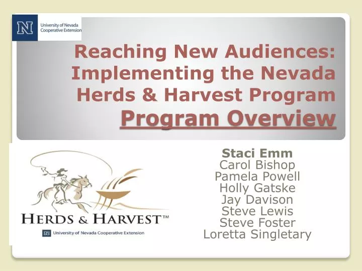 reaching new audiences implementing the nevada herds harvest program program overview