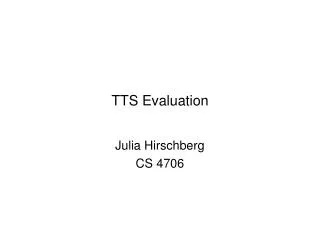 TTS Evaluation