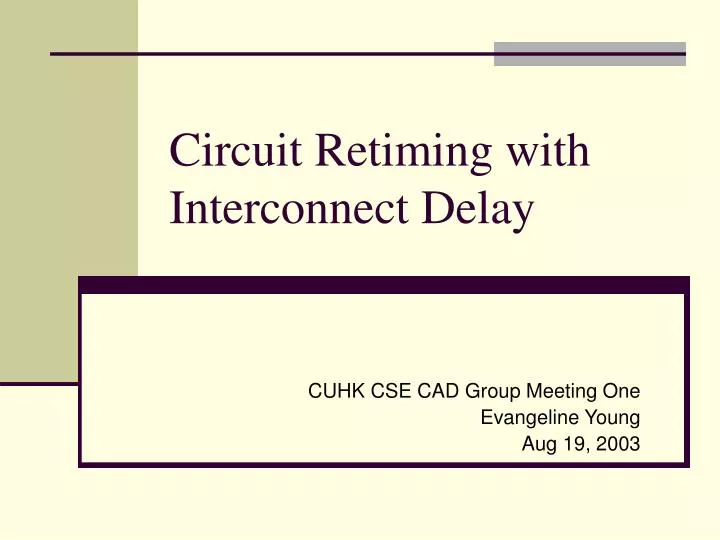 circuit retiming with interconnect delay