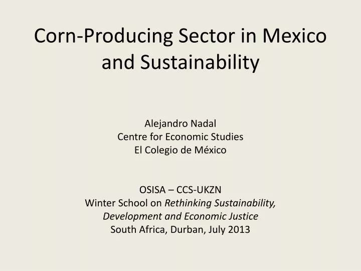 corn producing sector in mexico and sustainability