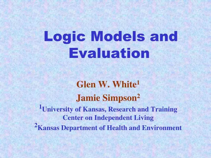 logic models and evaluation