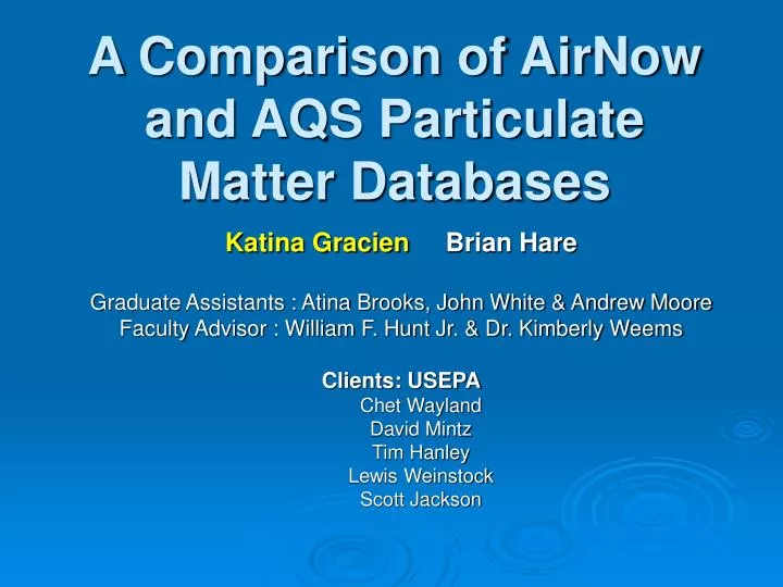 a comparison of airnow and aqs particulate matter databases