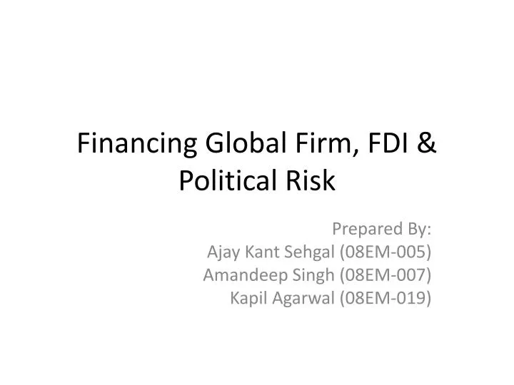 financing global firm fdi political risk