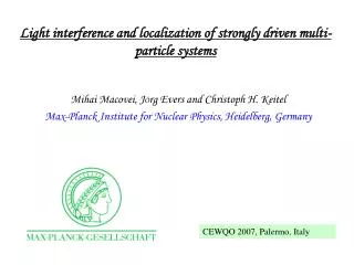 Light interference and localization of strongly driven multi-particle systems