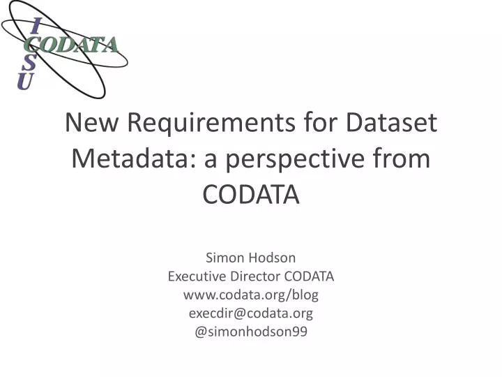 new requirements for dataset metadata a perspective from codata