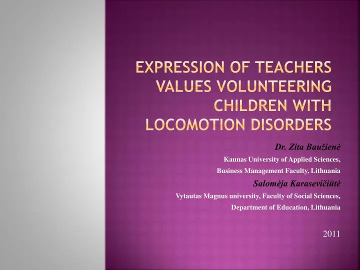 expression of teachers values volunteering children with locomotion disorders
