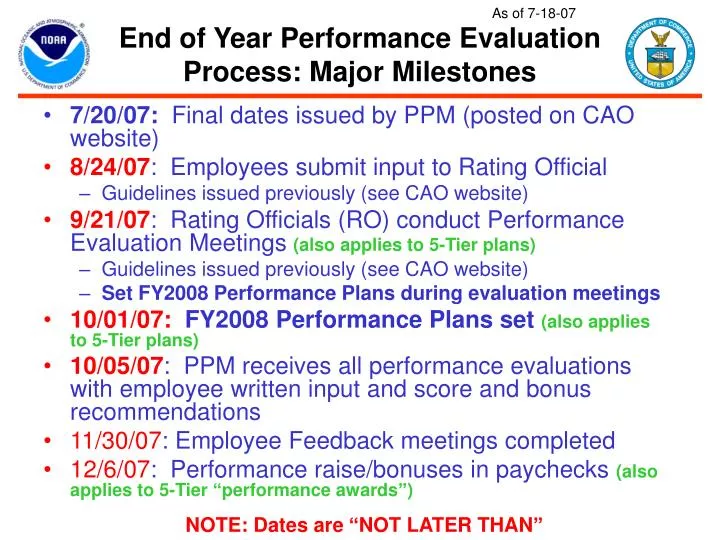 end of year performance evaluation process major milestones