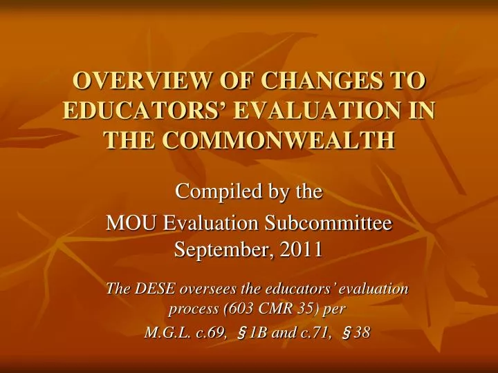 overview of changes to educators evaluation in the commonwealth