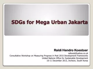 SDGs for Mega Urban Jakarta