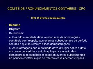 comit de pronunciamentos cont beis cpc