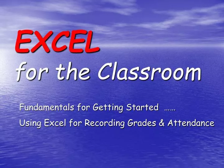 excel for the classroom
