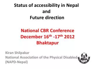 Status of accessibility in Nepal and F uture direction