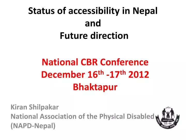 status of accessibility in nepal and f uture direction