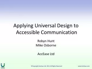 Applying Universal Design to Accessible Communication