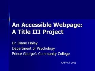 An Accessible Webpage: A Title III Project