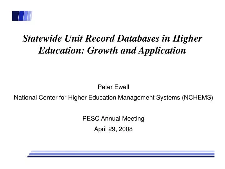 statewide unit record databases in higher education growth and application