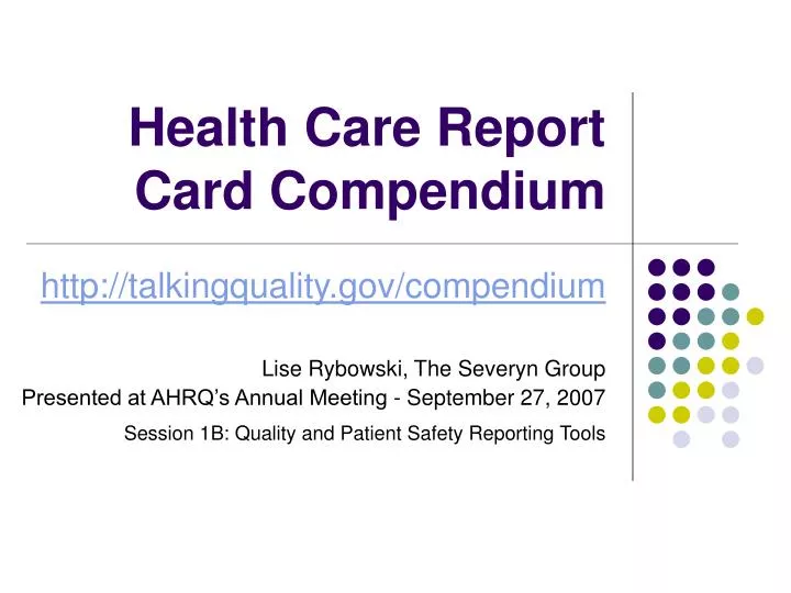 health care report card compendium