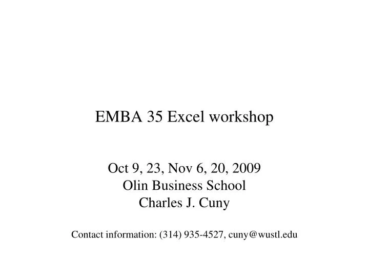 emba 35 excel workshop