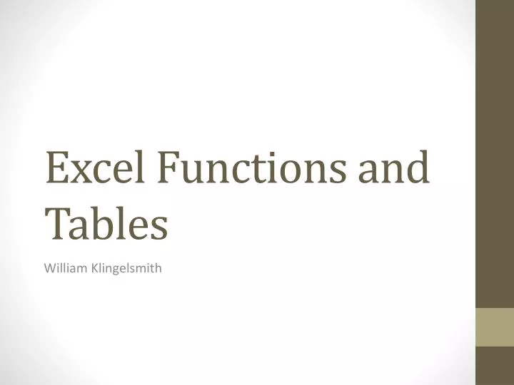 powerpoint presentation excel functions