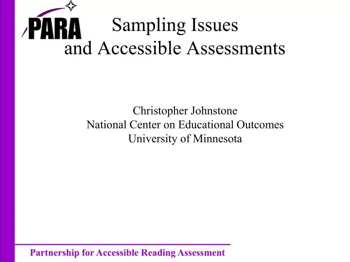 sampling issues and accessible assessments