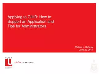 Applying to CIHR: How to Support an Application and Tips for Administrators