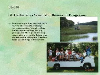 00-036 St. Catherines Scientific Research Programs