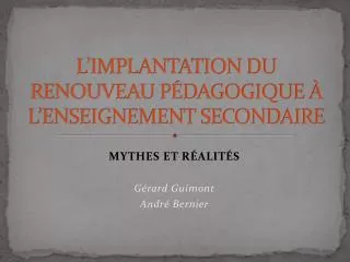 l implantation du renouveau p dagogique l enseignement secondaire