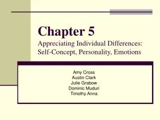 Chapter 5 Appreciating Individual Differences: Self-Concept, Personality, Emotions