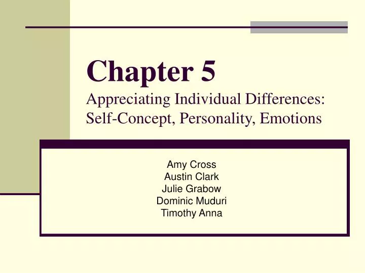 chapter 5 appreciating individual differences self concept personality emotions