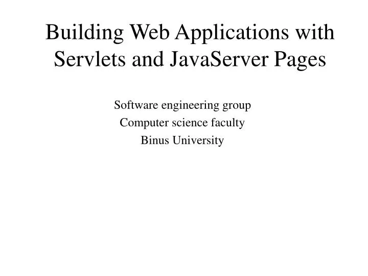 building web applications with servlets and javaserver pages