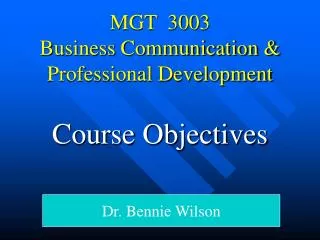 MGT 3003 Business Communication &amp; Professional Development