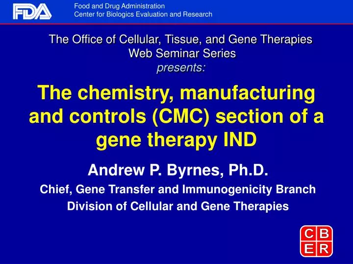 the chemistry manufacturing and controls cmc section of a gene therapy ind