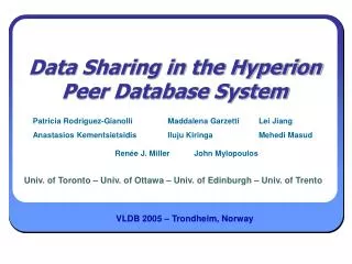 Data Sharing in the Hyperion Peer Database System