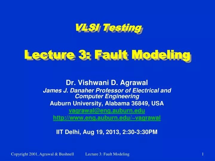 vlsi testing lecture 3 fault modeling