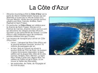 la c te d azur