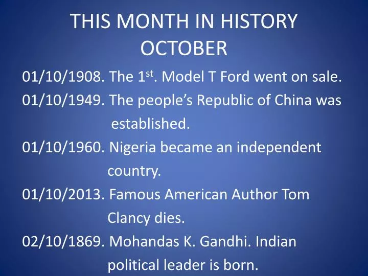 this month in history october