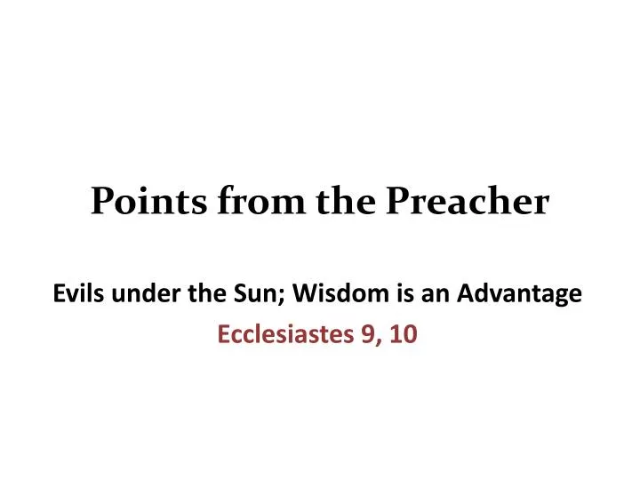 points from the preacher