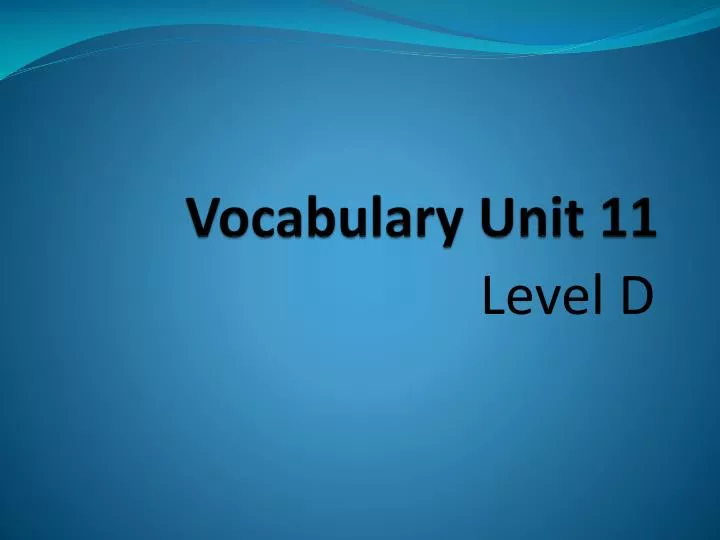 vocabulary unit 11