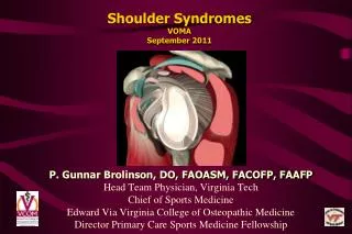 Shoulder Syndromes VOMA September 2011