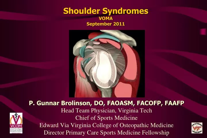 shoulder syndromes voma september 2011