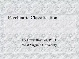 Psychiatric Classification