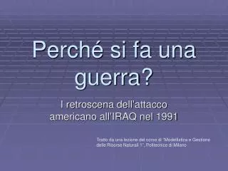 perch si fa una guerra