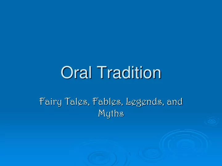 oral tradition
