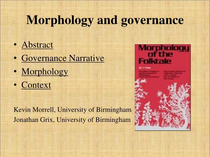 morphology and governance