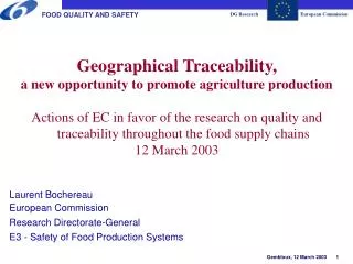Geographical Traceability, a new opportunity to promote agriculture production