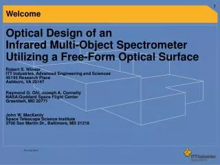 Optical Design of an Infrared Multi-Object Spectrometer Utilizing a Free-Form Optical Surface