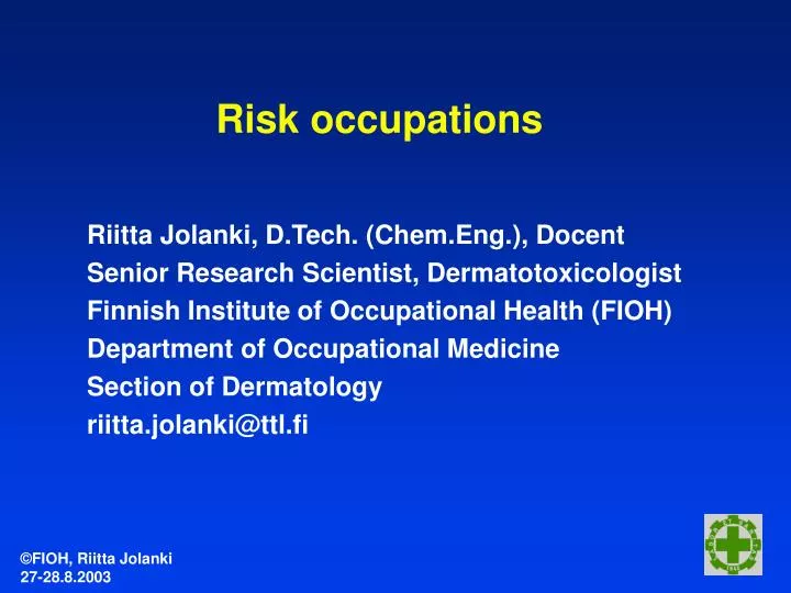 risk occupations