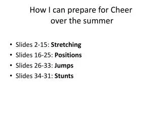How I can prepare for Cheer over the summer