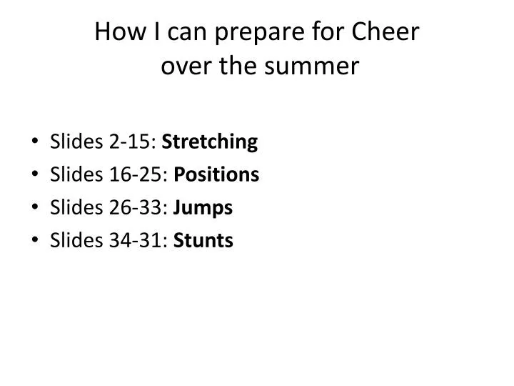 how i can prepare for cheer over the summer